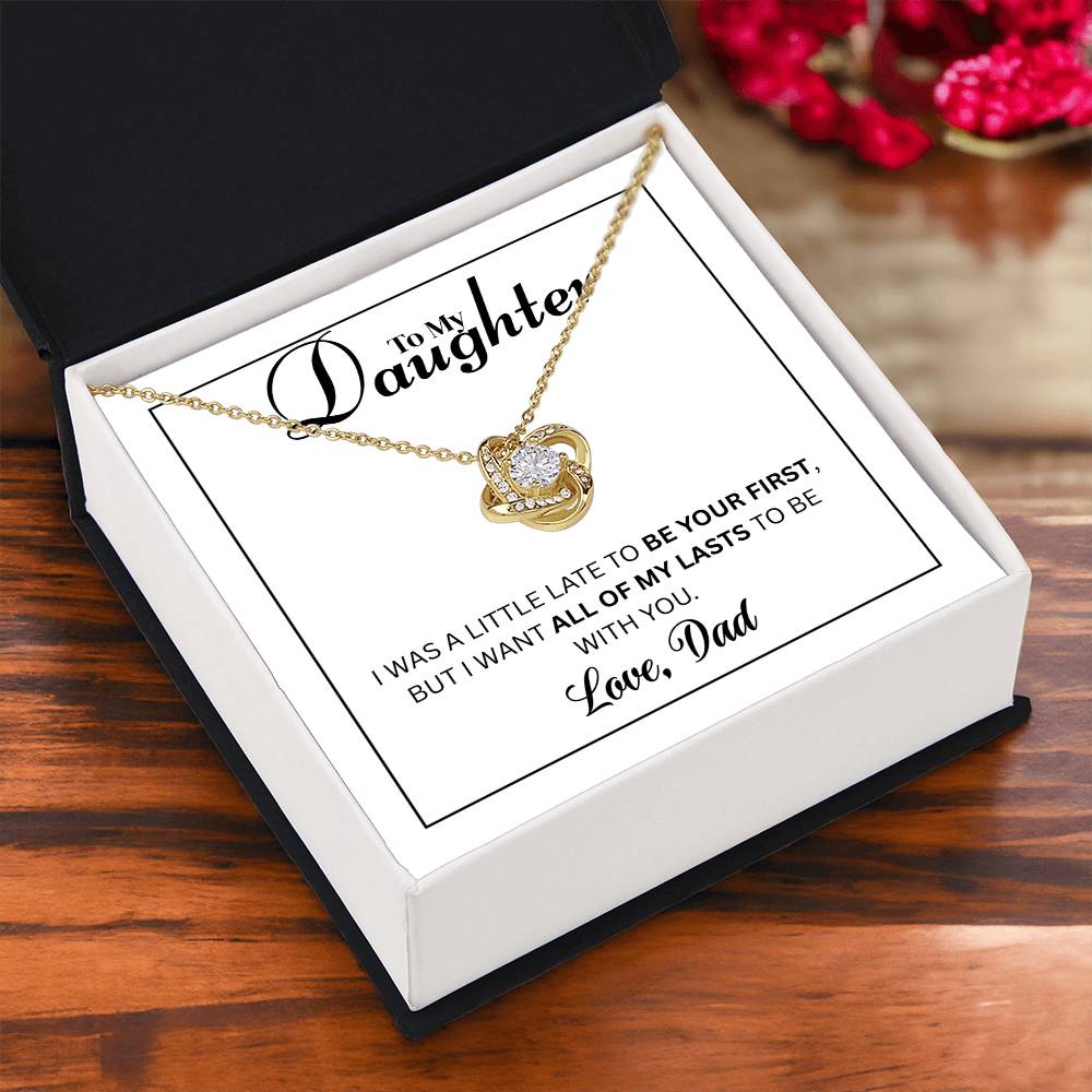 To My Daughter - Love Knot Necklace (Yellow & White Gold Variants)