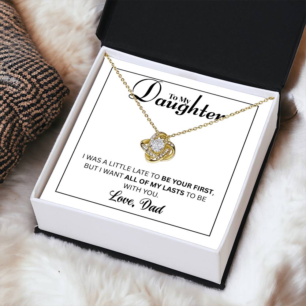 To My Daughter - Love Knot Necklace (Yellow & White Gold Variants)