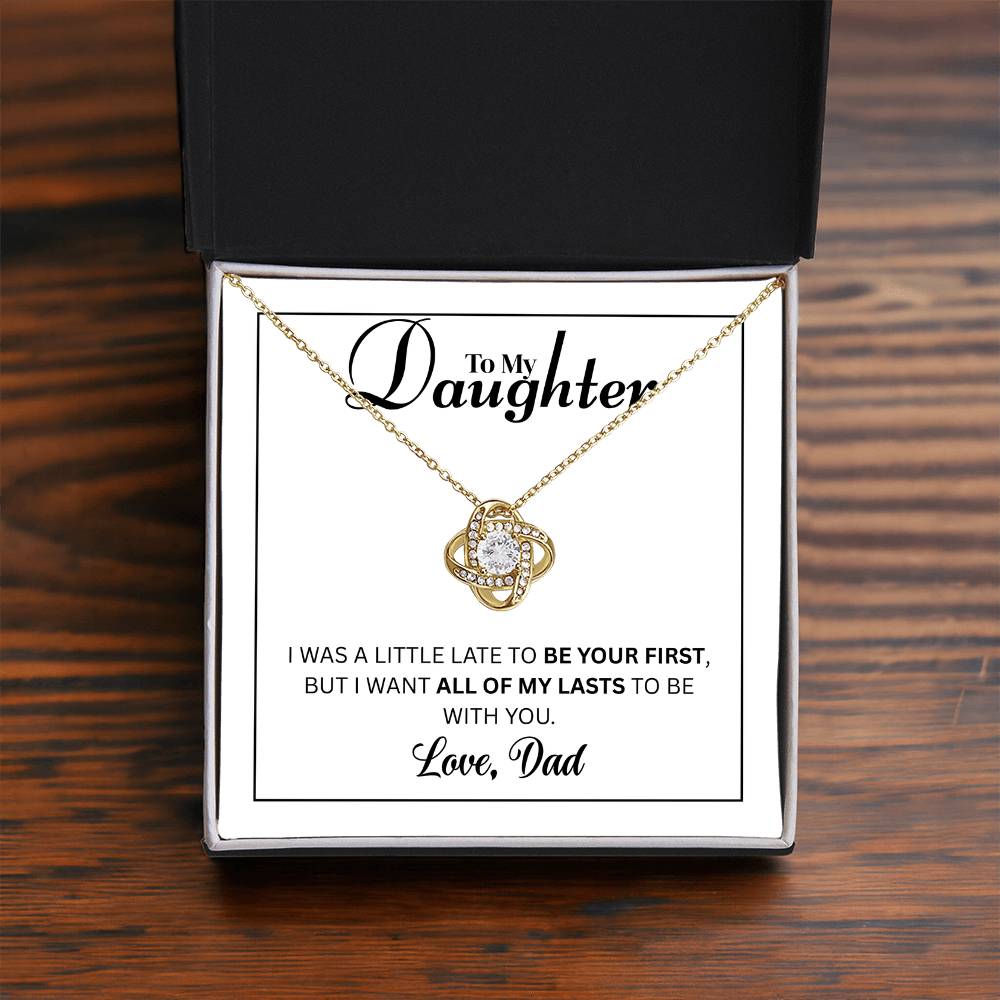 To My Daughter - Love Knot Necklace (Yellow & White Gold Variants)