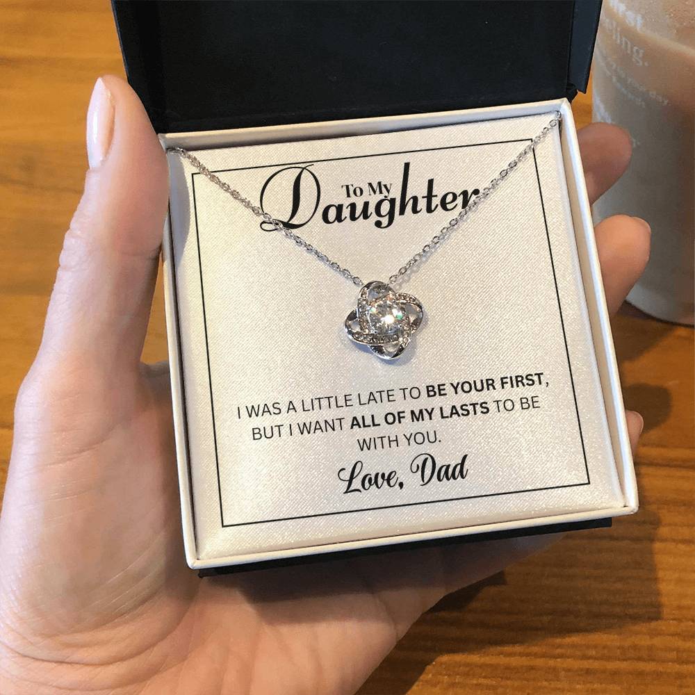 To My Daughter - Love Knot Necklace (Yellow & White Gold Variants)