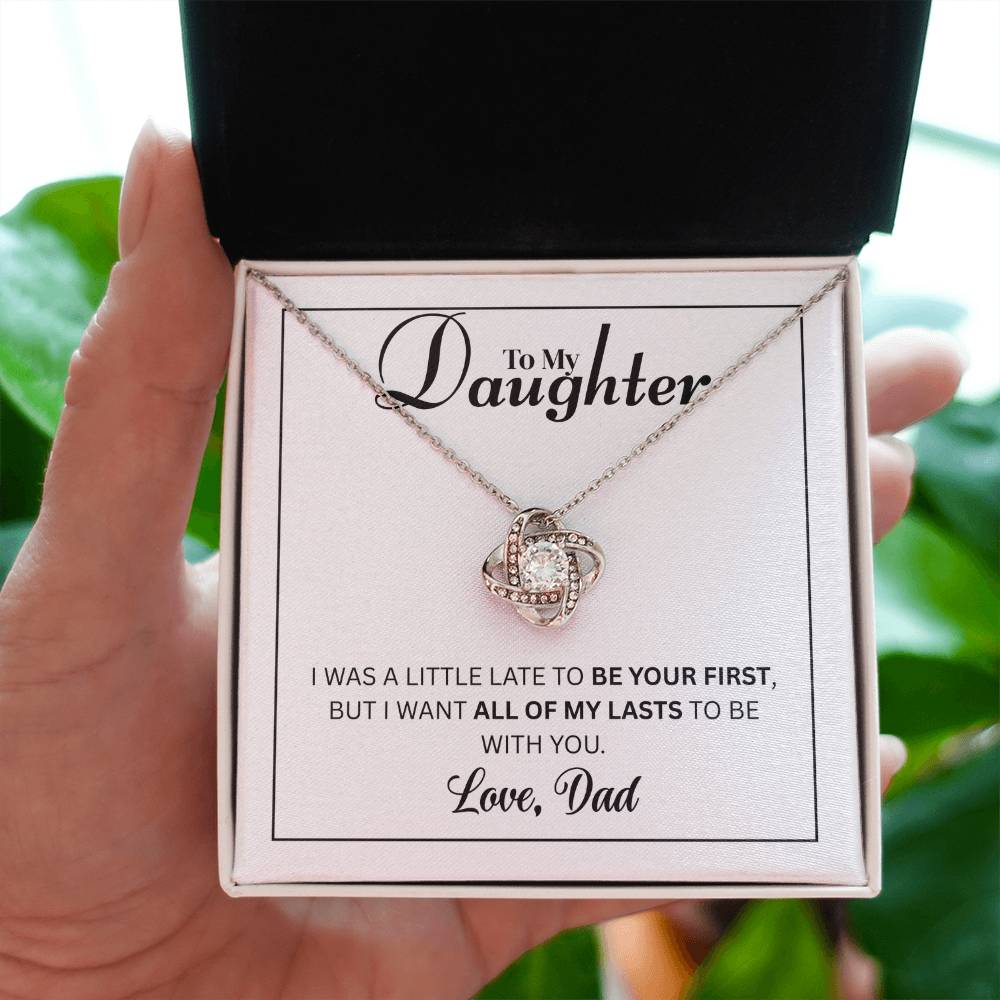 To My Daughter - Love Knot Necklace (Yellow & White Gold Variants)