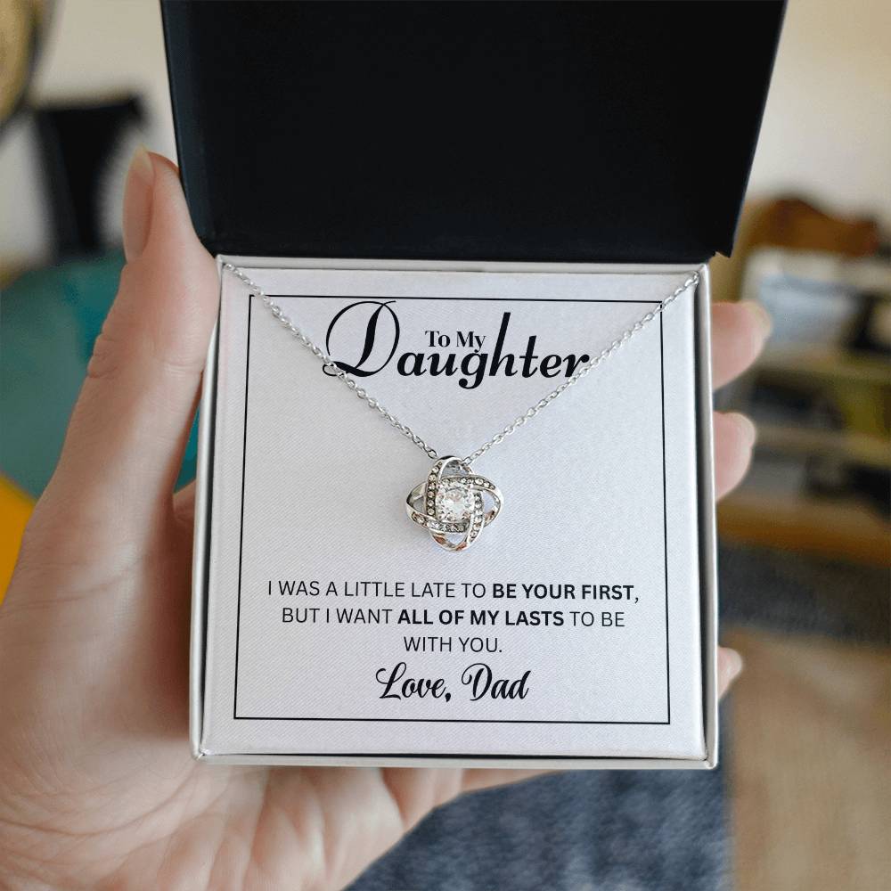 To My Daughter - Love Knot Necklace (Yellow & White Gold Variants)