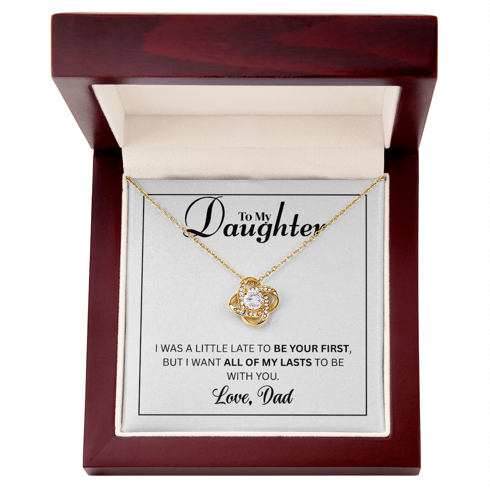 To My Daughter - Love Knot Necklace (Yellow & White Gold Variants)
