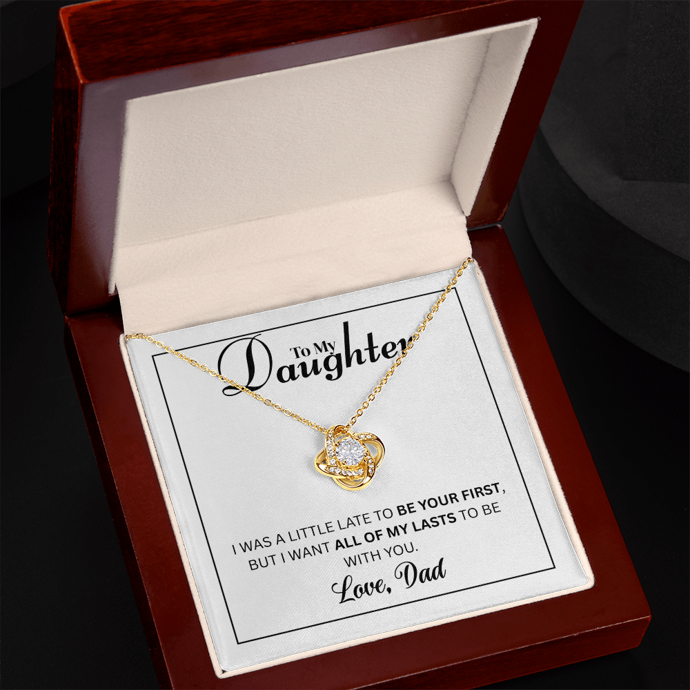 To My Daughter - Love Knot Necklace (Yellow & White Gold Variants)