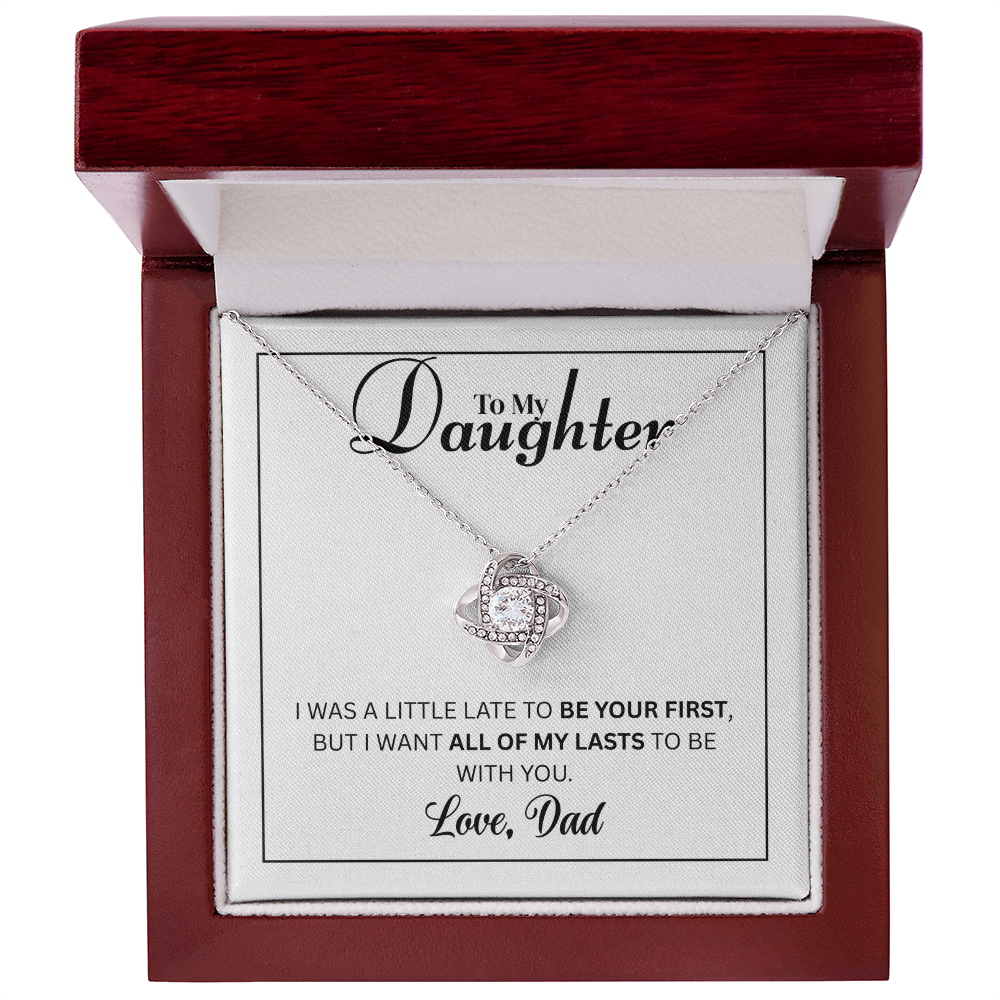 To My Daughter - Love Knot Necklace (Yellow & White Gold Variants)