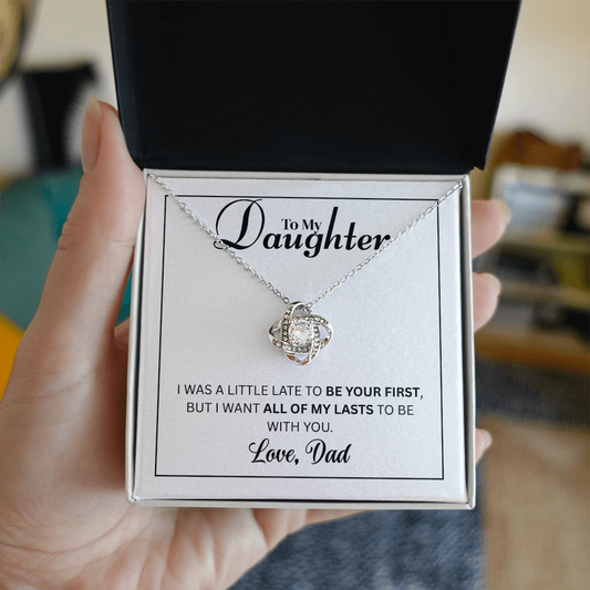 To My Daughter - Love Knot Necklace (Yellow & White Gold Variants)